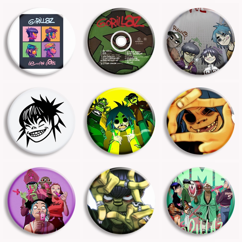 Pin Button Badge - Gorillaz 록 밴드 애니메이션 소프트 버튼