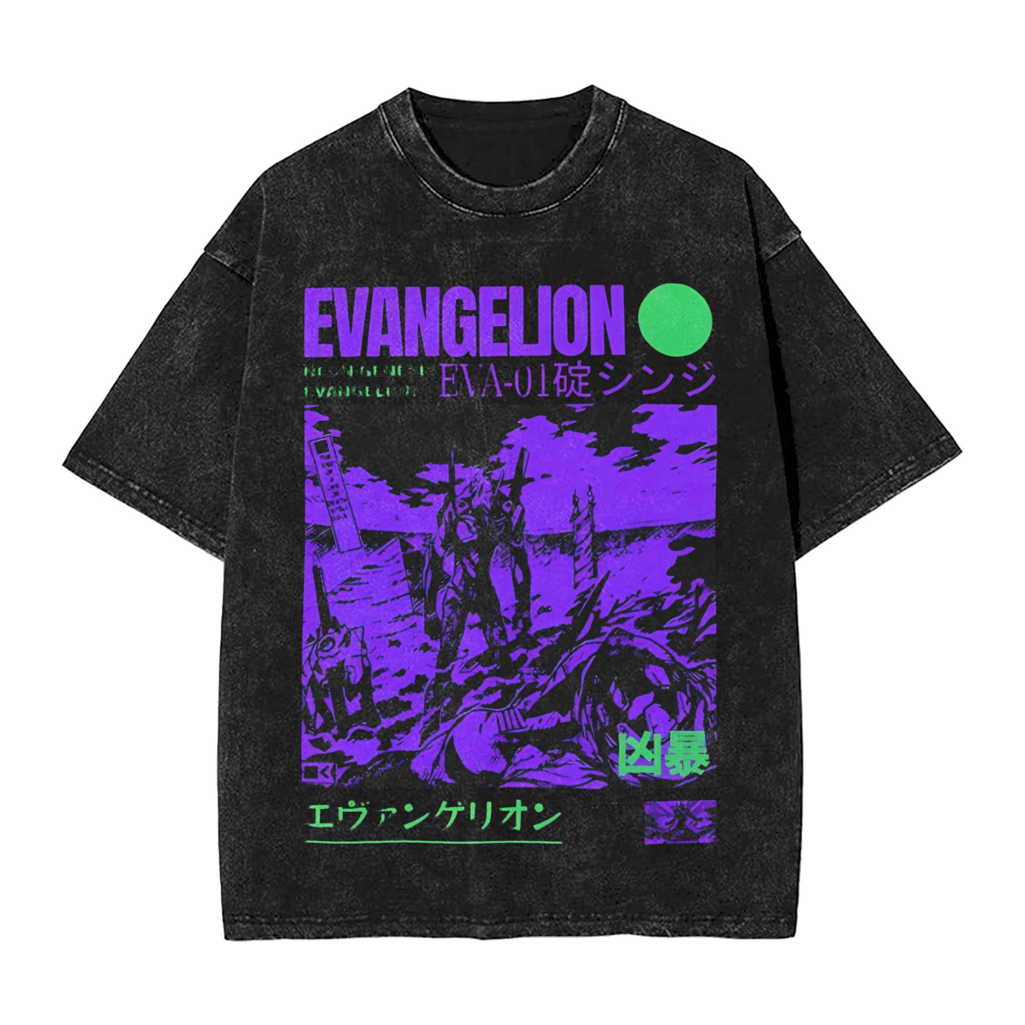 EVA Unit-01 빈티지 워싱 티셔츠, 네온 제네시 - Anime Merchandise For Women 리뷰 및 가격