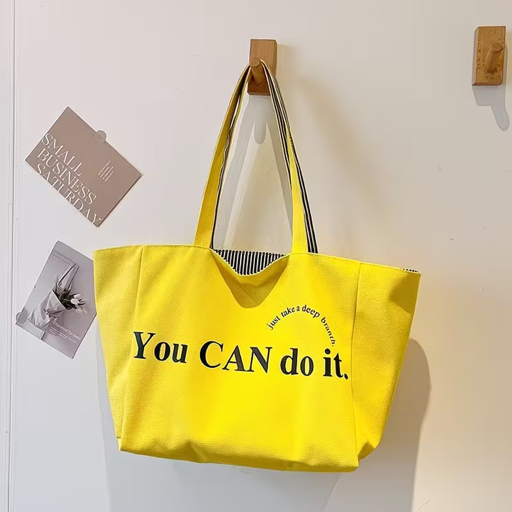 세련된 스트라이프 프린트 레터링 양면 쇼핑백, 엄마 숄 - Anime Tote Bag 리뷰 및 가격