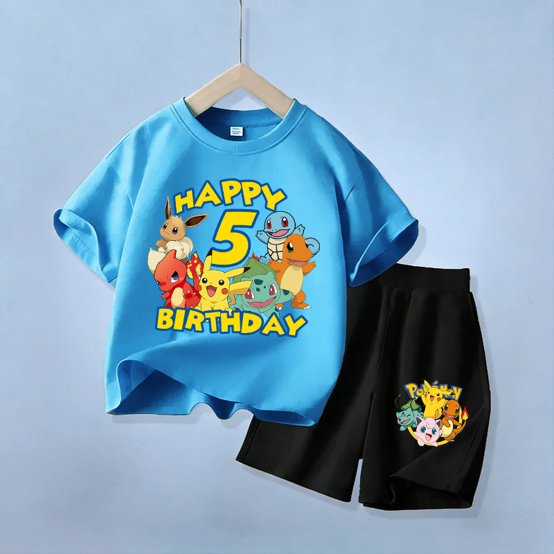 귀여운 피카추 생일 어린이 옷 세트 포켓몬 번호 티셔츠 - Pokemon Anime Merchandise 리뷰 및 가격