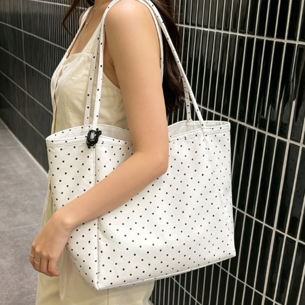 대용량 신상 물방울무늬 캔버스백, 한국 스타일 여학생용 - Anime Tote Bag 리뷰 및 가격