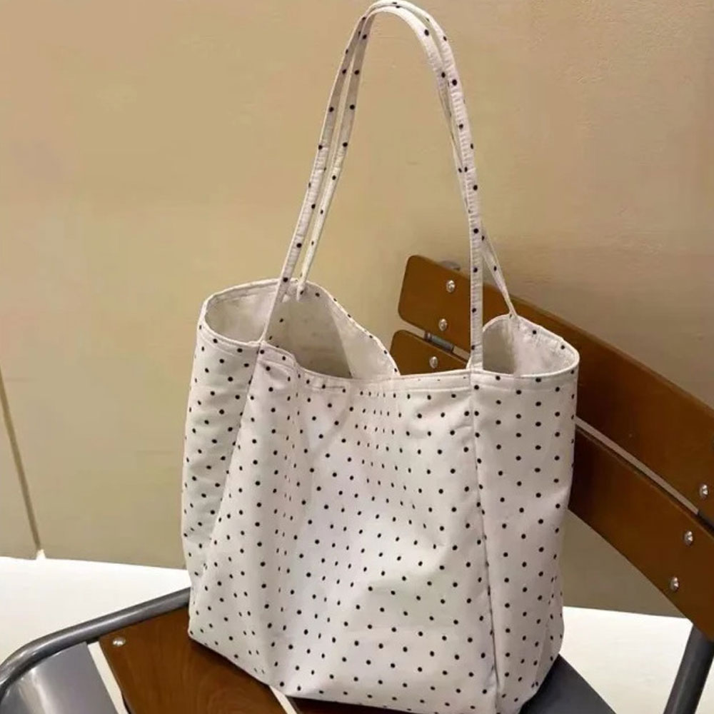 대용량 신상 물방울무늬 캔버스백, 한국 스타일 여학생용 - Anime Tote Bag 리뷰 및 가격